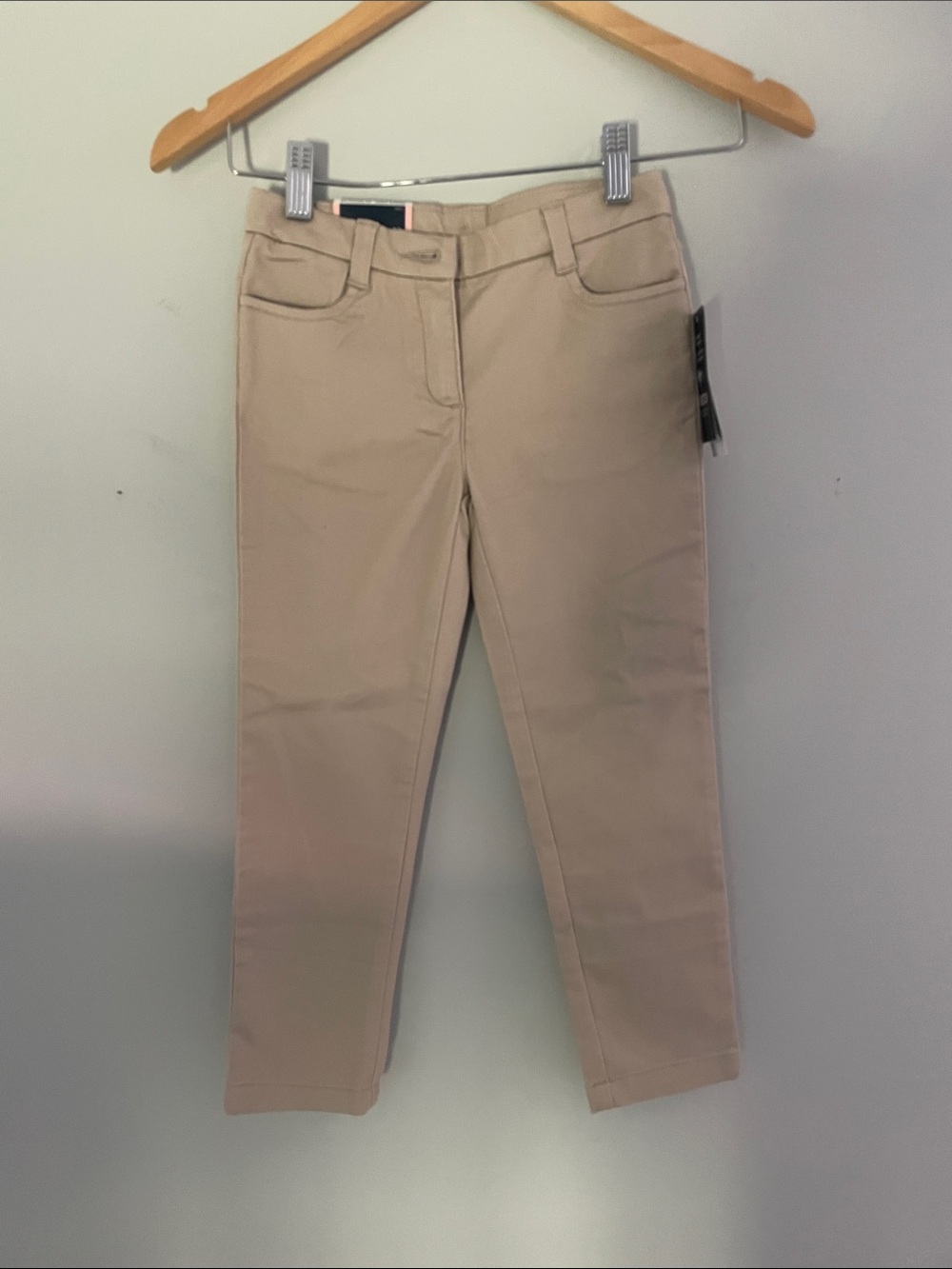 NWT Chaps girls ankle Slim Straight Pants stretch  - Beige size:6x
